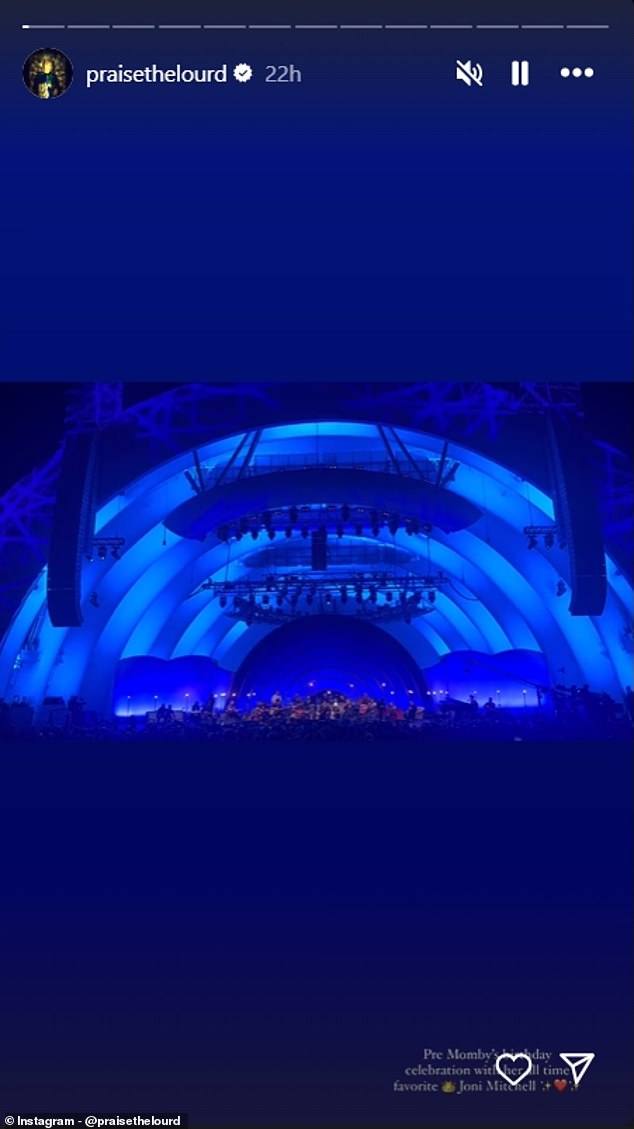 Lourd posted a photo on Sunday from a Joni Mitchell concert at the Hollywood Bowl in Los Angeles